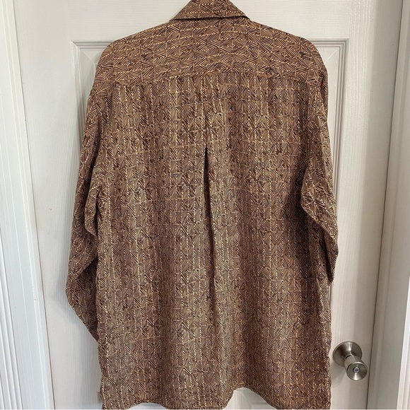 Cote De France Vintage Mens Silk Long Sleeves Button Up size Large - Picture 7 of 8
